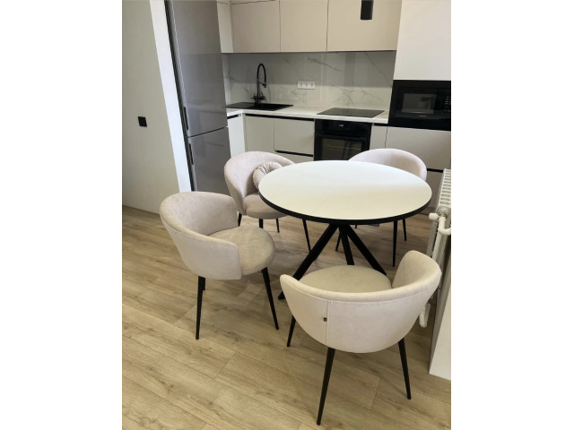 Стол обеденный круглый раздвижной ЛОФТ-К, опора ЁЖ, 100(140,180)*100 см