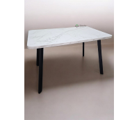 Стол обеденный раздвижной ЛОФТ-П, Мрамор Кристалл, 120(160)*80 см, 28 мм, опора металл чёрная