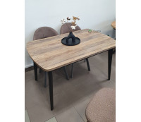 Стол обеденный раздвижной ОЛИВИЯ-Д, Дуб Санта-Фе винтаж\чёрный, 120(160)*80 см, 28 мм