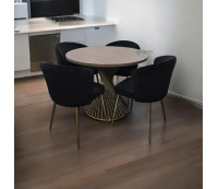 Стол обеденный круглый Памир, Дуб Давос трюфель\золото, 100*100 см, 28 мм